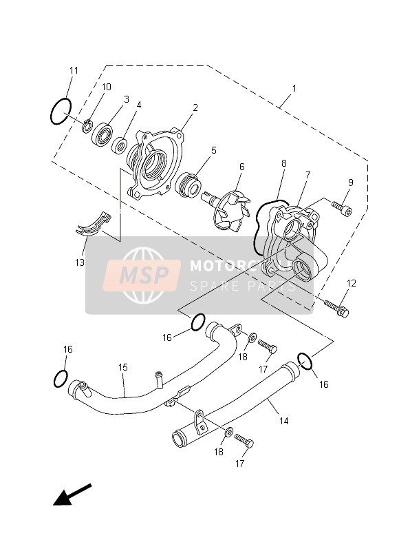 Yamaha XP500A 2015 Waterpomp voor een 2015 Yamaha XP500A